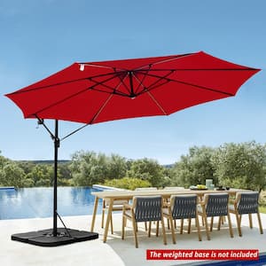 12 ft. Steel Cantilever Offset Outdoor Patio Umbrella with Crank in Red