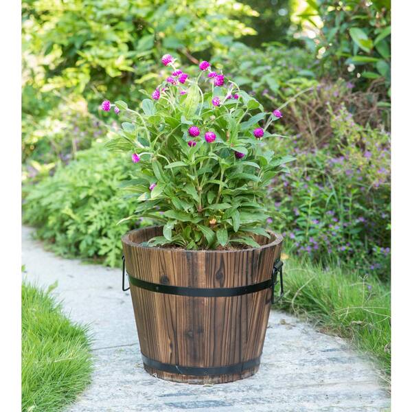 Garden Planter Lawn Wood Flower Plant Pot Decor Whiskey Barrel Window Box x2 
