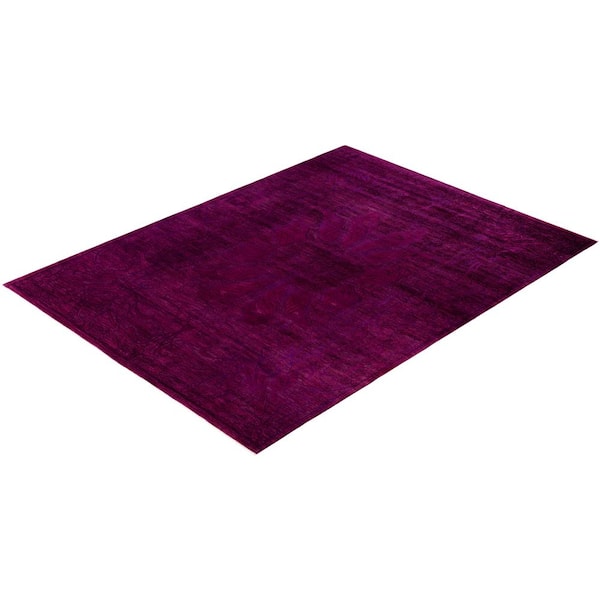 Overdyed Purple 9 ft. x 12 ft. Solid Wool Indoor Area Rug