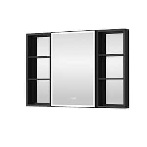 44 in. W x 30 in. H Rectangular Black Framed Aluminum Medicine Cabinet with Mirror and LED Light, Recessed/Surface Mount