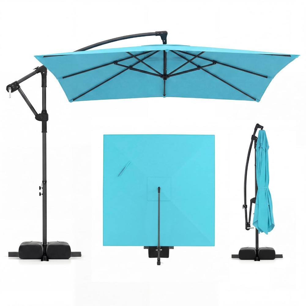 8 x 8 ft. Polyester and Metal Cantilever Patio Umbrella with 360 Degree Rotation, Crank Lift, Cross Base, Turquoise price history on PriceWatchPro