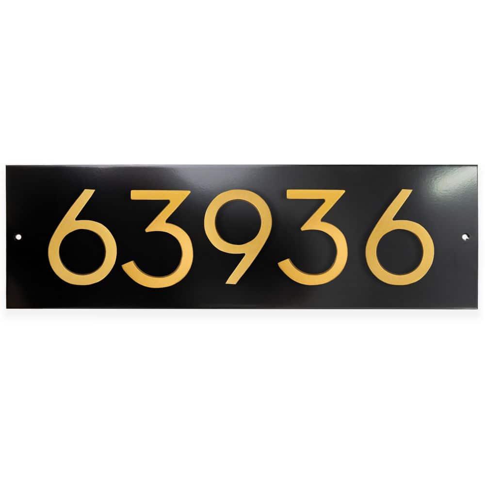 "Horizontal Floating Modern Address Plaque (4"" Numbers-5 Characters)-Black/Gold" price history on PriceWatchPro