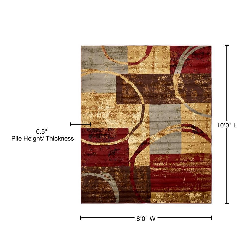 Braided Handmade Brown Abstract 8' x 10' Synthetic Rug