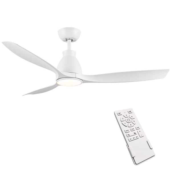YUHAO Farmhouse 52 in. Integrated LED Indoor White Ceiling Fan with Light Kit and Remote Control, Reversible DC Motor