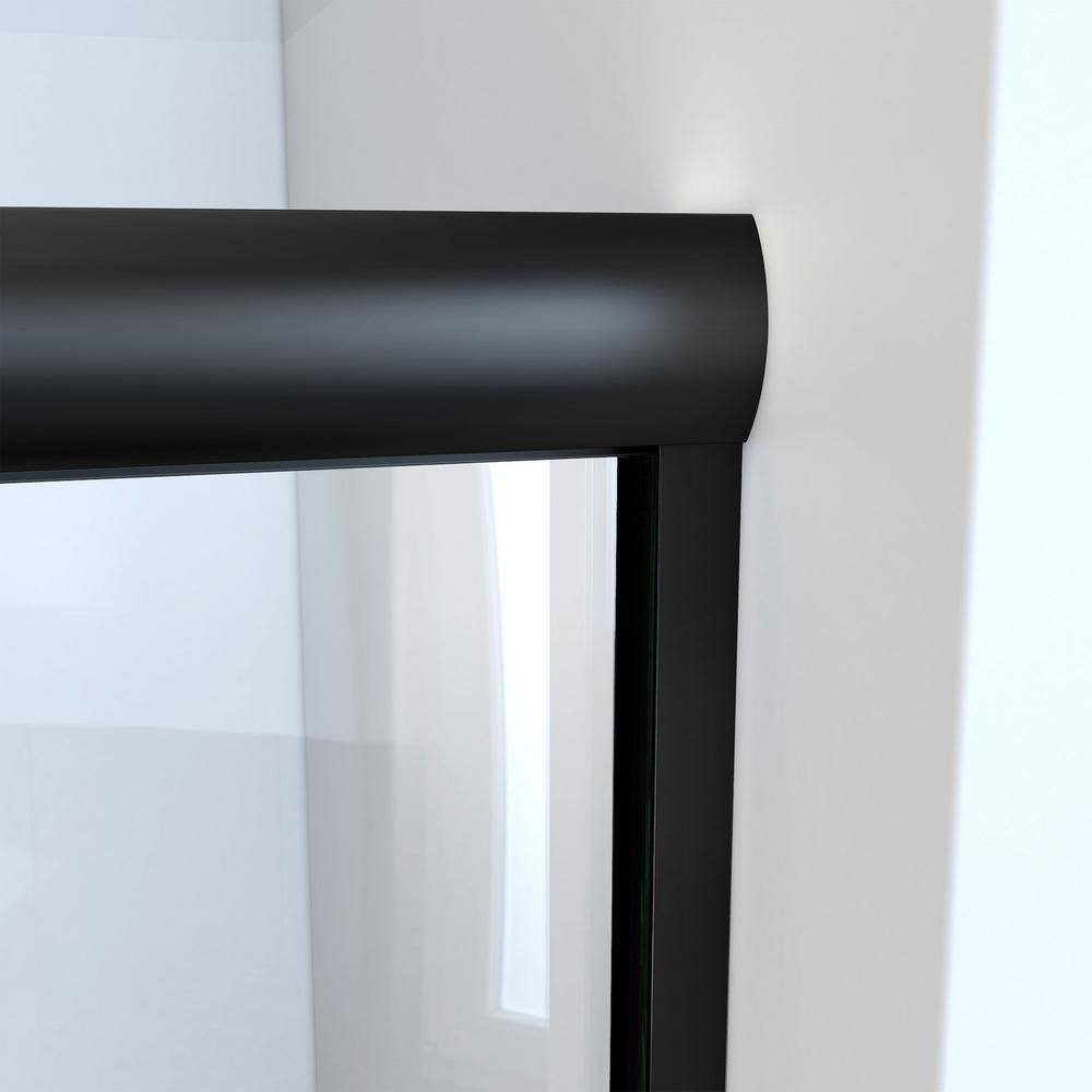 Matte Black Semi-Frameless Sliding Shower Door with Clear Glass