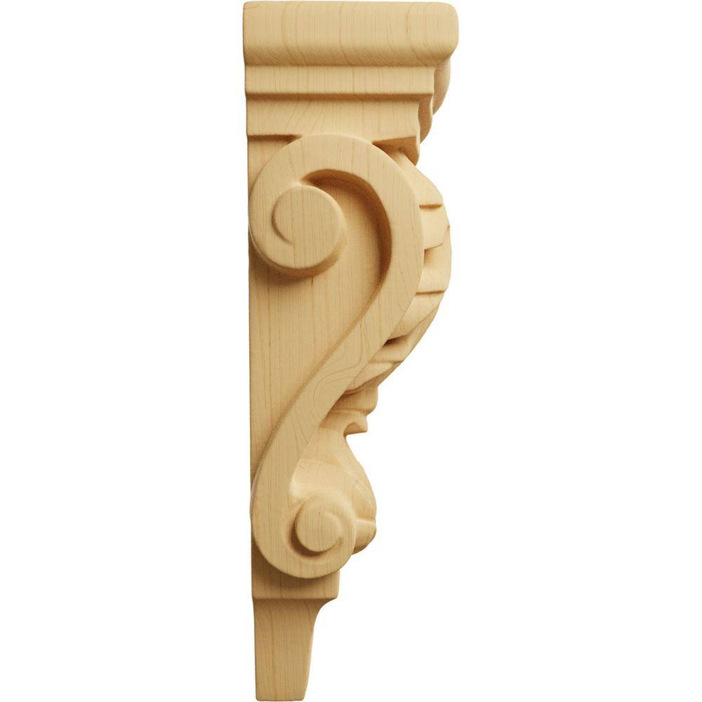 Alder Hand-Carved Extra Small Acanthus Pilaster Wood Corbel