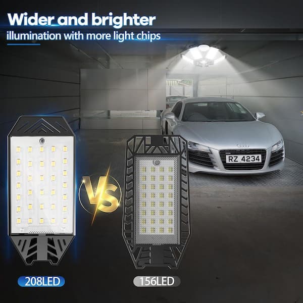 Lukyamzn 200W 20000LM LED Garage Lights 6 plus 1 Adjustable Panels