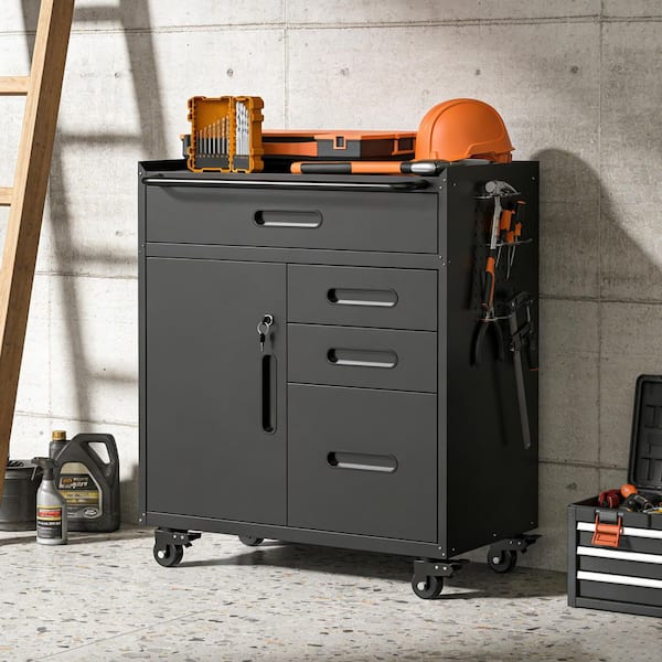 metal office dresser Cabinet with Lockable Drawers for Files and Storage Black / L11" x W16" x H19" Three-Drawer Address spills immediately by wiping with a dry Metal Office Cabinet with Lockable