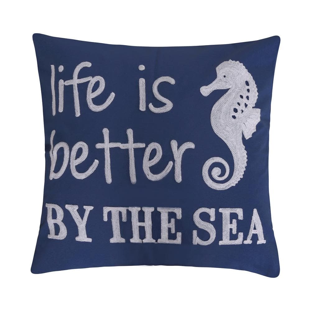 LEVTEX HOME Atlantis Navy White Life Is Better by the Sea