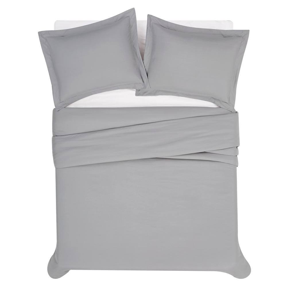 Gray Microfiber Wrinkle Proof Full/Queen Bedspread Cover