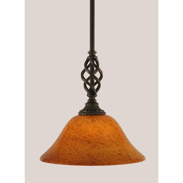 Unbranded Bridgewater 100 W 1-Light Dark Granite Standard Mini Pendant Light with Glass Shade