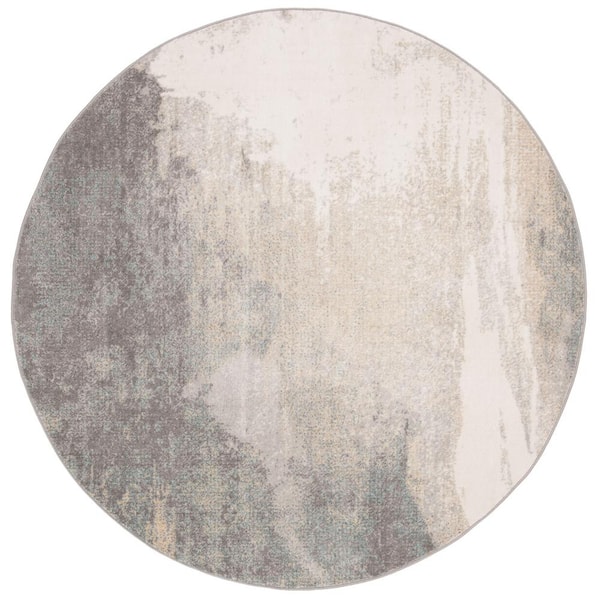 SAFAVIEH Jasper Gray/Gold 7 ft. x 7 ft. Round Abstract Gradient Area Rug