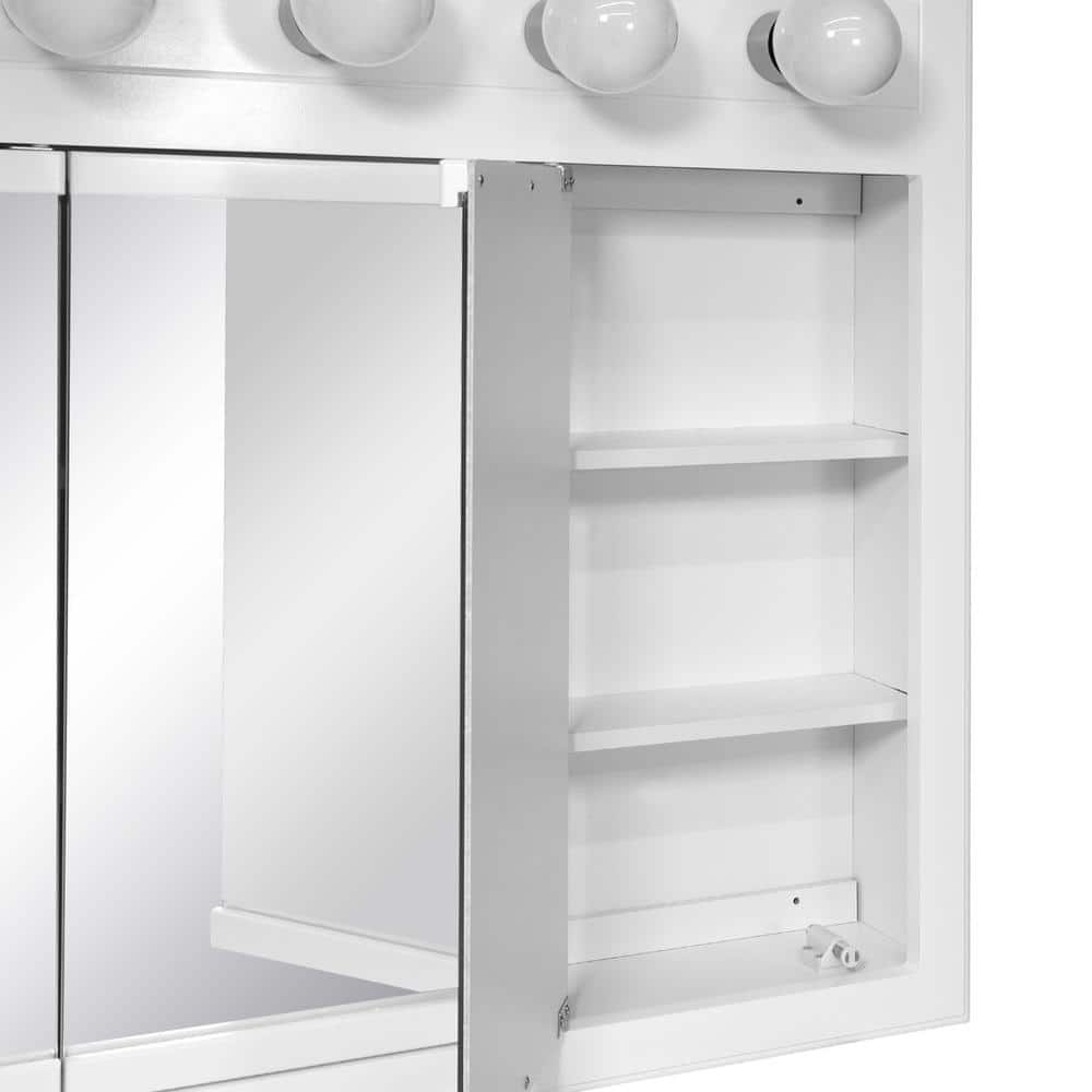 White Glossy 36" Medicine Cabinet with Lights and Mirrors