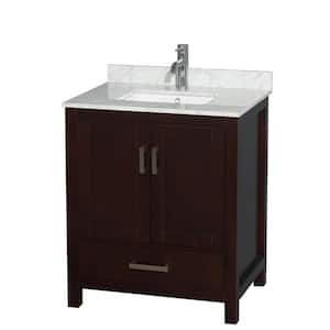Sheffield 30 in. W x 22 in. D Vanity in Espresso with Marble Vanity Top in Carrara White with White Basin