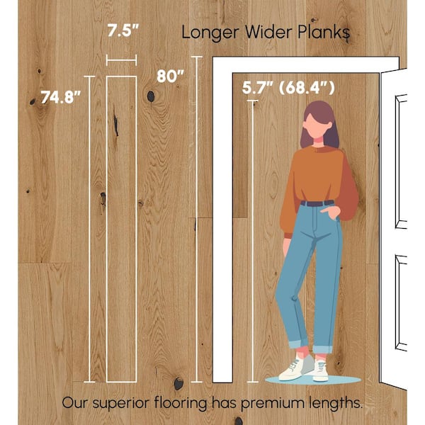 ASPEN FLOORING Sunlight White Oak 1/2 in. T x 7.5 in. W Water Resistant Engineered Hardwood Flooring (31.09 sqft/case)