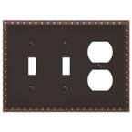 Antiquity 3 Gang 2-Toggle and 1-Duplex Metal Wall Plate - Aged Bronze