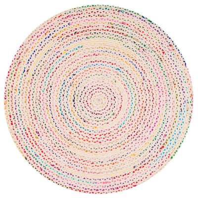 Nuloom Tammara Colorful Braided Ivory 6 Ft Round Rug Mgnm04c 606r The Home Depot Nuloom Tammara Colorful Braided Ivory 6, Round Colorful Rugs