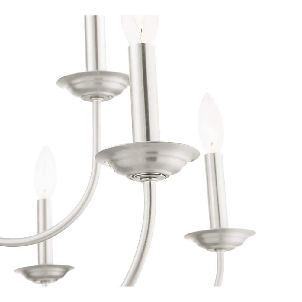 Elegant Brushed Nickel & Crystal 9-Light Traditional Chandelier