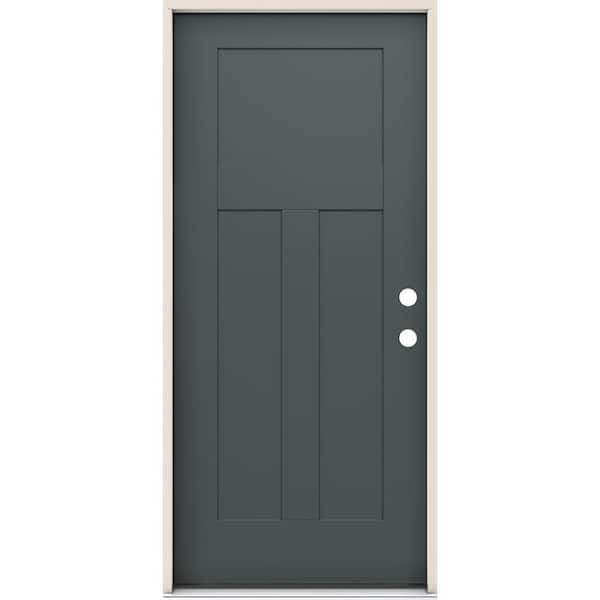 JELD-WEN 36 in. x 80 in. Left-Hand Inswing 3-Panel Craftsman Marine Steel Prehung Front Door