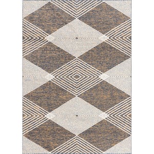 Leanna Beige 4 ft. x 6 ft. Modern Abstract Geometric Indoor Area Rug