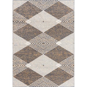 Leanna Beige 7 ft. x 9 ft. Modern Abstract Geometric Indoor Area Rug