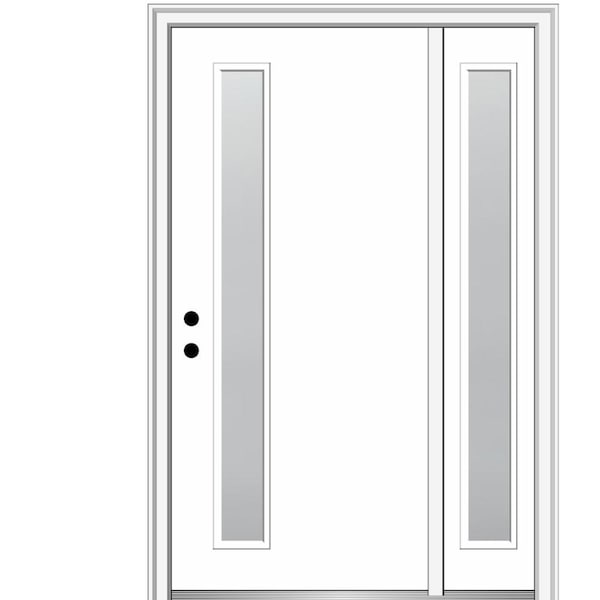 MMI DOOR Viola 48 in. x 80 in. Right-Hand Inswing 1-Lite Frosted Glass Primed Fiberglass Prehung Front Door on 4-9/16 in. Frame