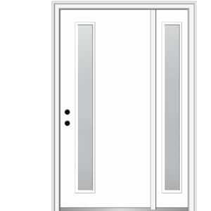 Viola 50 in. x 80 in. Right-Hand Inswing 1-Lite Frosted Glass Primed Fiberglass Prehung Front Door on 4-9/16 in. Frame