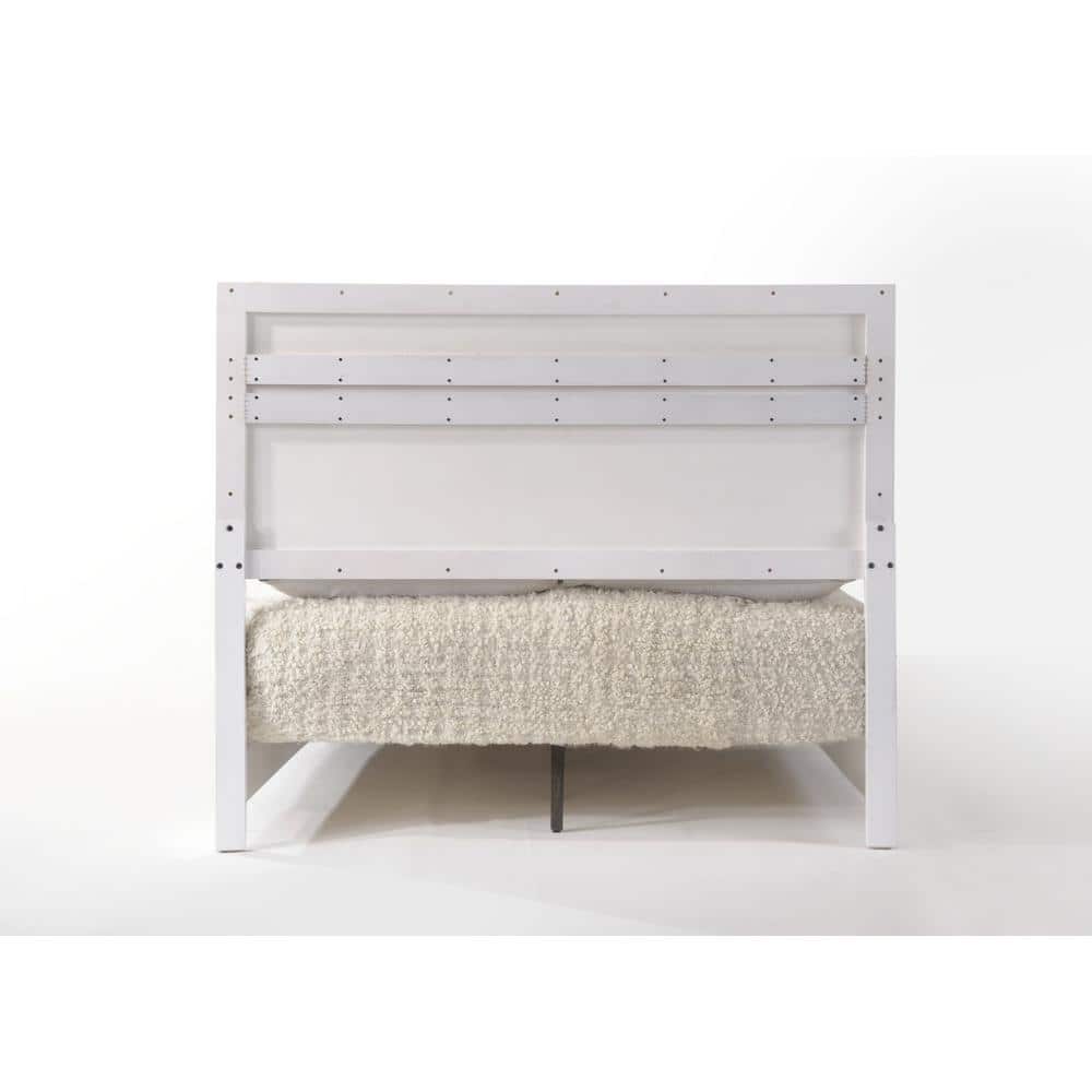 White Queen Upholstered Bed with Crystal Accented Headboard