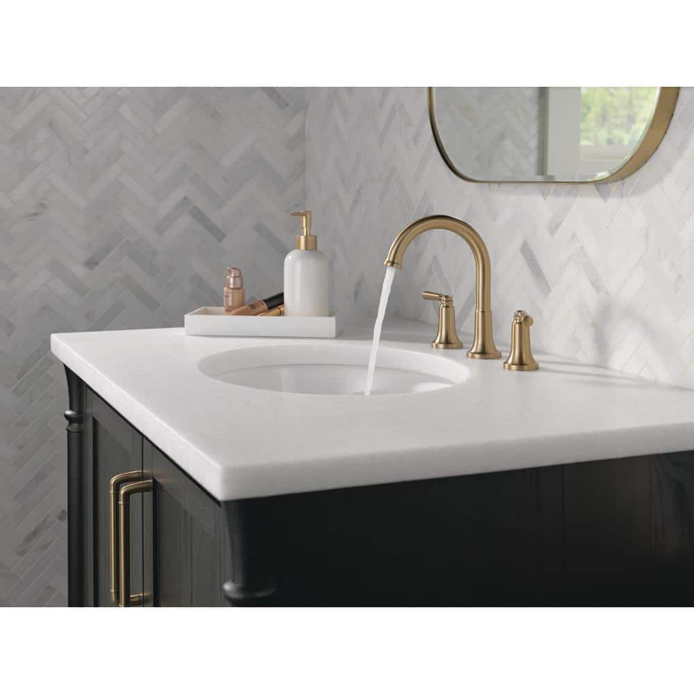 Champagne Bronze Widespread Bathroom Faucet with Drain Assembly