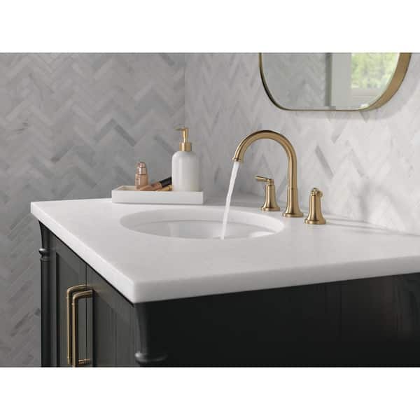 Saylor Gold 8 in. Widespread Double Handle Bathroom Faucet in Champagne Bronze
