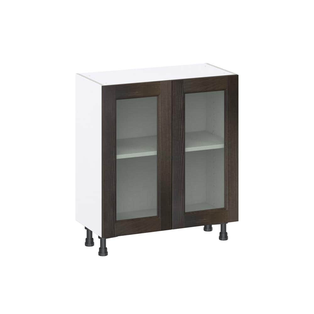 Georgetown 30 in. W x 14 in. D x 34.5 in. H Assembled Glass Door Base Kitchen Cabinet in Chestnut price history on PriceWatchPro