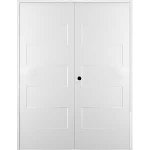 Lester 48 in. x 80 in. Right Handed Active Hollow Core Snow White Finished Composite Double Prehung Interior Door