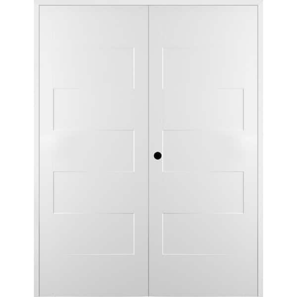 Belldinni Lester 72 in. x 80 in. Right Handed Active Hollow Core Snow White Finished Composite Double Prehung Interior Door