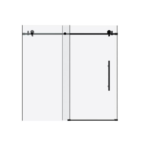 ANGELES HOME 60 in. W x 60 in. H Frameless Sliding Tub Door in Matt