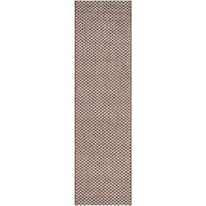 Courtyard Light Brown/Light Gray 2 ft. x 7 ft. Solid Indoor/Outdoor Patio Runner Rug