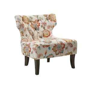 Bree 29 in. Orange Multi Tufted Polyester Armless Side Chair