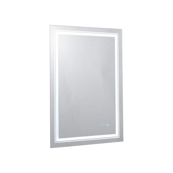 Whatseaso 32 in. W x 24 in. H LED Rectangular Frameless Anti-Fog Separately Control Wall Mount Bathroom Vanity Mirror in Silver