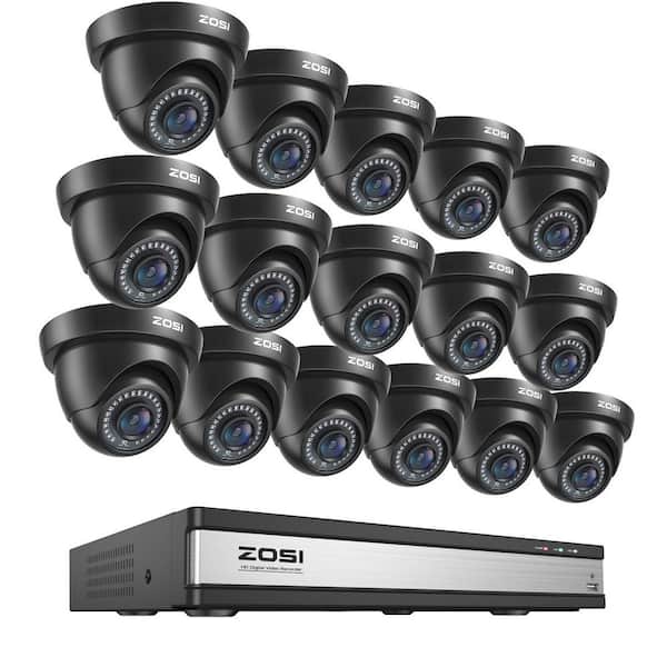 16-Channel 3K-Lite DVR Home Security Camera System with 16 1080P Full HD Wired Dome Cameras