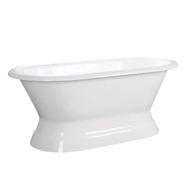 Aqua Eden 66 in. x 30.5 in. Pedestal Soaking Bathtub with Center Drain in White