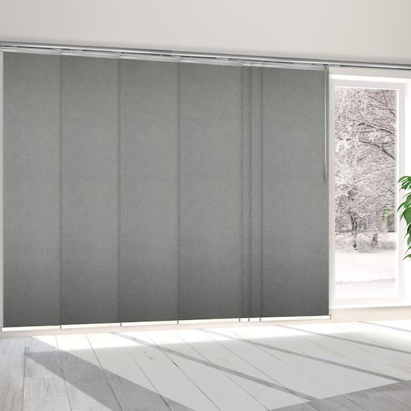EMOH Ulysses 110 in. - 153 in. W x 94 in. L Adjustable 7- Panel Satin Nickel Single Rail Panel Track with 23.5 in. Slates