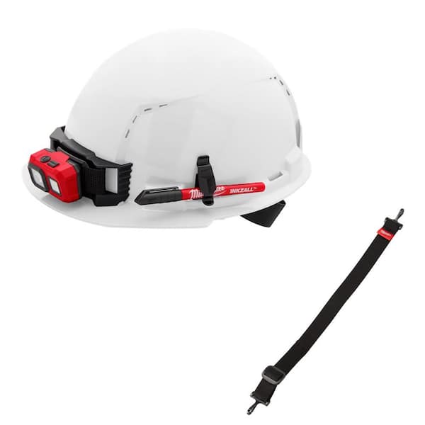 Milwaukee BOLT White Type Class C Front Brim Vented Hard Hat with Point  Ratcheting Suspension and BOLT Hard Hat Chin Strap 48-73-1200-48-73-1082  The Home Depot