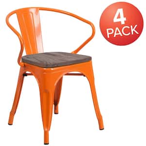 Orange Restaurant Chairs (Set of 4)