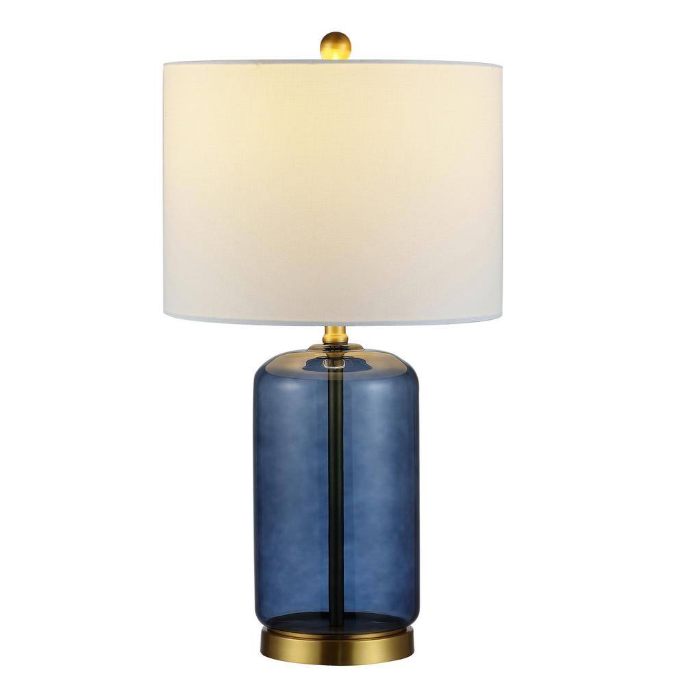 Novah Blue Glass 26-inch Table Lamp with White Drum Shade