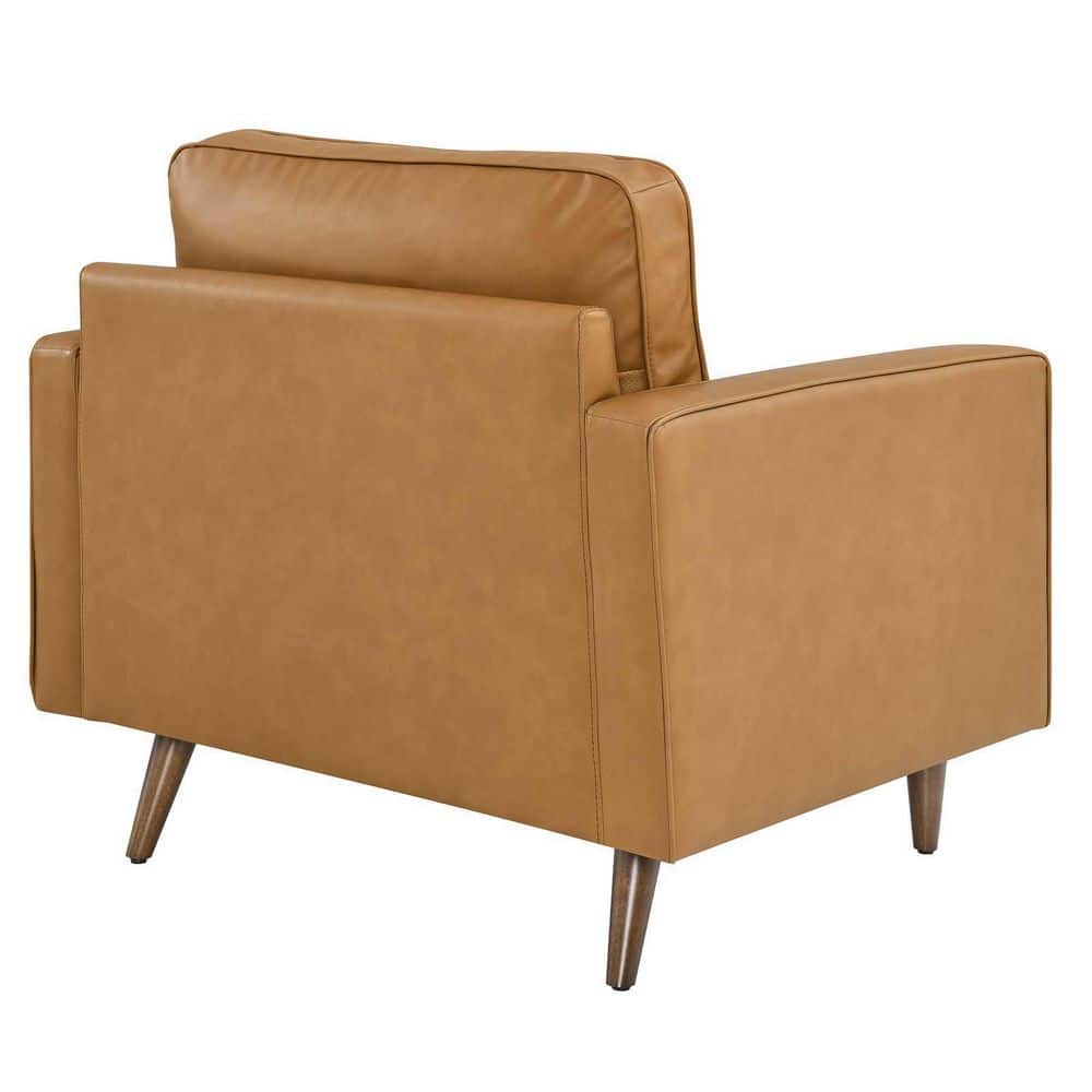 Valour Tan Top Grain Leather & Walnut Wood Accent Chair