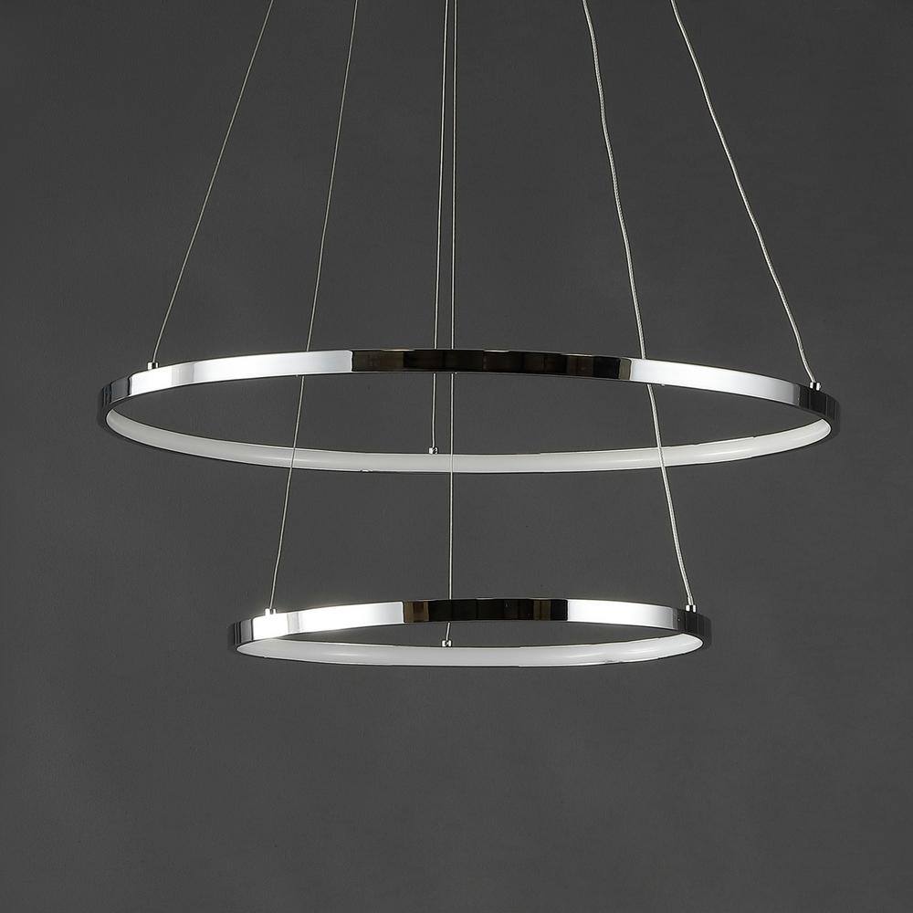 Brice Minimalistic Chrome Double Hoop LED Pendant