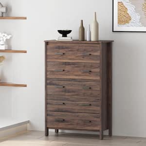 31.50 in.W Wooden Chest of Drawers with 5 Large Drawers
