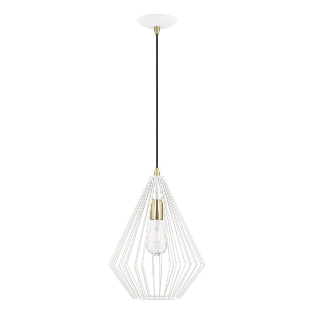 Linz Textured White and Antique Brass 1-Light Island Pendant