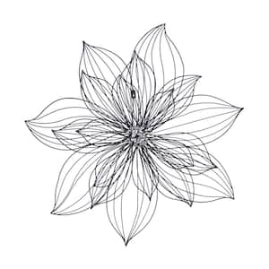 Metal Black 3D Wire Floral Wall Decor with Crystal Embellishments