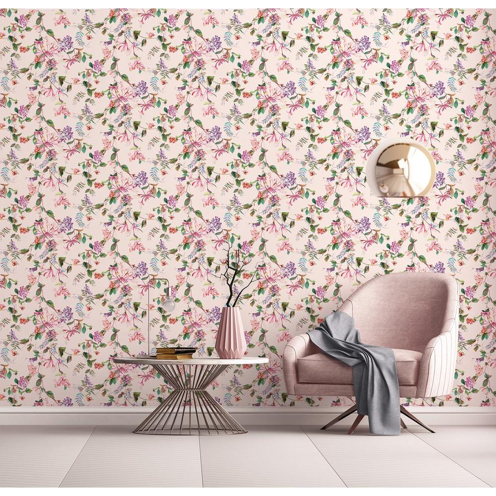 Pink Multicolor Floral Summer Bouquet Wallpaper Roll