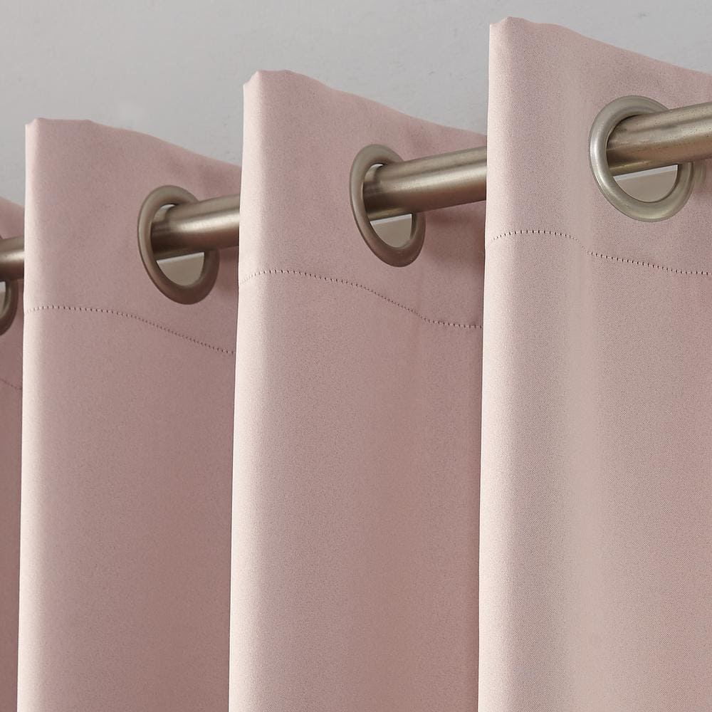 Dusty Pink Polyester Room Darkening Grommet Drapes